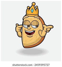 Biscotti con expresión de Smug. Personaje de dibujos animados de mascota para sabor, cepa, etiqueta y producto de embalaje. Ilustración vectorial