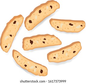 Biscotti – traditional italian pastry on white background (vector isolated)