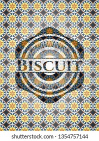 Biscuit arabic emblem background. Arabesque decoration.
