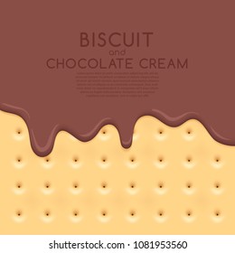 Biscuit Background with Chocolate Milk Cream : Vector Illustration