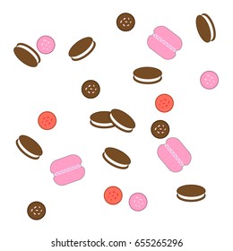 Biscuit. Background of cookies. Biscuit vector illustration. 