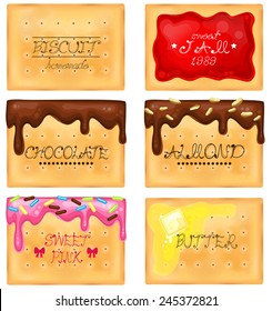 Biscuit banner set with different toppings, create by vector