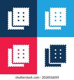 Biscuit azul y rojo cuatro colores conjunto de iconos mínimo