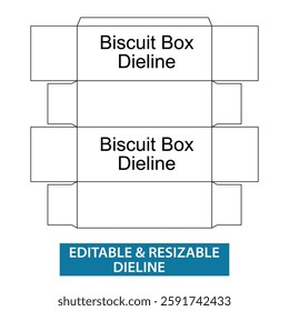 Biscuit Box Editable and Resizable Dieline, Resizable Die cut Design,  Editable dieline, Custom Die cut, Custom cardboard dieline