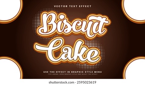 Biscuit Cake 3D editable text effect Template Suitable for snack food theme