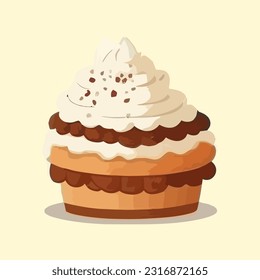 Biscuit cake with buttercream. Vector illustration