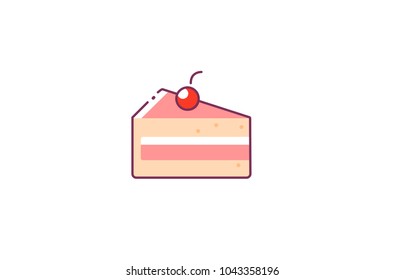 Biscuit cake with cherry icon