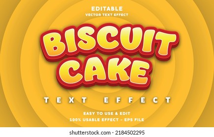 biscuit cake editable text effect with modern and simple style, usable for logo or campaign title