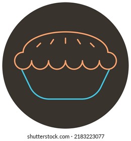 Biscuit cake two color icon outline on dark brown round background.