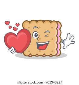 biscuit cartoon character style with heart