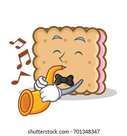 biscuit cartoon character style with trumpet