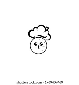 Biscuit cartoon design white chef hat, isolated on white background.