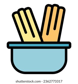 Biscuit churro icon outline vector. Spanish food. Spain dessert color flat
