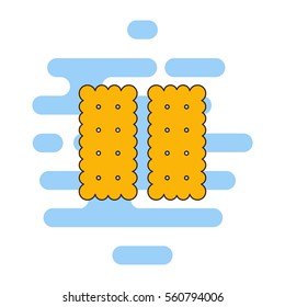 Biscuit color thin line icon. Cloud background 