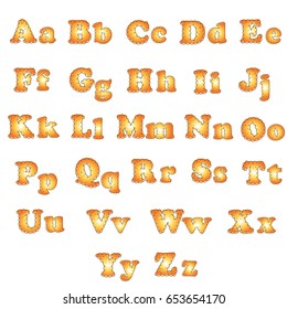 Biscuit cookie alphabet a-z vector design 