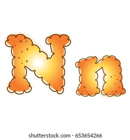 Biscuit cookie alphabet N vector design 
