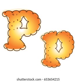 Biscuit cookie alphabet P vector design 
