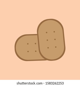 Biscuit, cookie color vector icon. Element of kitchen for mobile apps illustration. Biscuit flat icon for website design and development.
