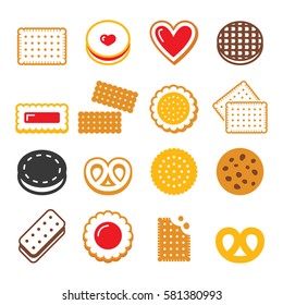 Biscuit, cookie - food, dessert, sweets vector icons set 