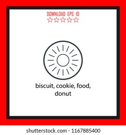 biscuit, cookie, food, donut  vector icon
