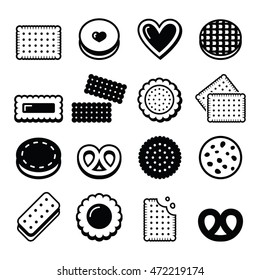 Biscuit, cookie - food, sweets vector icons set 