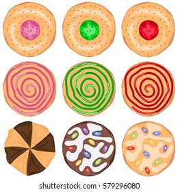 Biscuit, cookie icon, donut, sweet, candy, cake. Flat design, vector illustration, vector.
