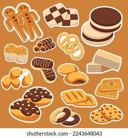 Biscuit Cookies Flat Illustration Sticker