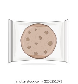 biscuit, cookies, cookies in plastic, snack cookies, chocolate cookies, chocolate chip biscuit vector logo design icon illustration