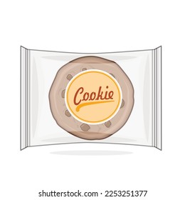 biscuit, cookies, cookies in plastic, snack cookies, chocolate cookies, chocolate chip biscuit vector logo design icon illustration