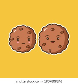 Biscuit couple cartoon. Vector illustration. Flat design. For valentine day. For card, banner, sticker.