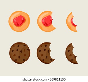Biscuit cracker in different eating stages