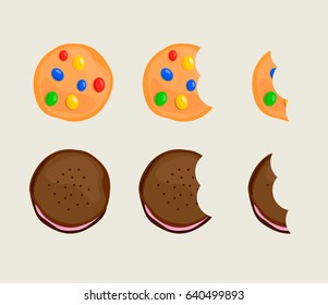 Biscuit cracker in different eating stages