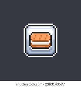 biscuit with cream sign in pixel art style