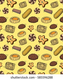 Biscuit doodle seamless background