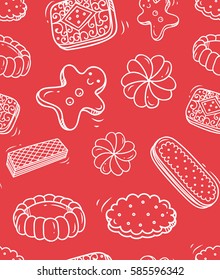 Biscuit doodle seamless background