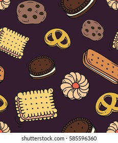Biscuit doodle seamless background