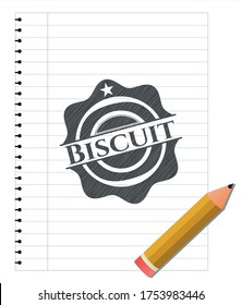 Biscuit emblem drawn in pencil. Vector Illustration. Detailed. 