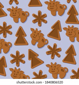 Biscuit. Figures of animals. Texture. Multi-colored image. Design element. Vector illustration.
