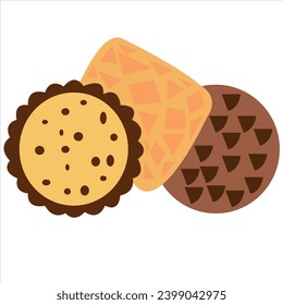 biscuit flat icon for website design and development. wafer biscuits chocolate flying in the middle isolated on white background. collection biscuits flat design. biscuits vector image