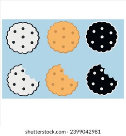 biscuit flat icon for website design and development. wafer biscuits chocolate flying in the middle isolated on white background. collection biscuits flat design. biscuits vector image