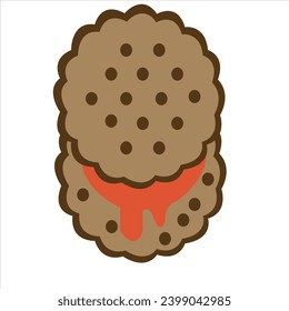 biscuit flat icon for website design and development. wafer biscuits chocolate flying in the middle isolated on white background. collection biscuits flat design. biscuits vector image