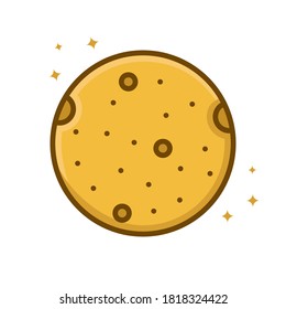 Cartoon-Aufkleber für Biscuit Food-Vektorgrafiken. Cookie Dessert Icon gefüllt Linie Stil. Illustration der Lebensmittelbäckerei und des Kuchenzeichens