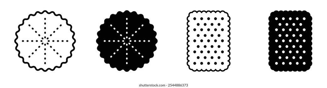 Keks-Icon-Kollektion in schwarz-weiß gefüllt und massiv Vektorformat.