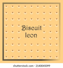 Biscuit icon , cookie color vector with text and frame. Element of kitchen for mobile apps illustration. Biscuit flat illustration for website design.