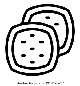 Vector de contorno de icono de bici. Grano de azúcar. Torta de refrigerio