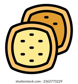 Biscuit icon outline vector. Sugar grain. Snack cake color flat