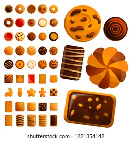 Biscuit icon set. Cartoon set of biscuit vector icons for web design