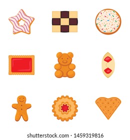 Biscuit icon set. Flat set of 9 biscuit vector icons for web design isolated on white background