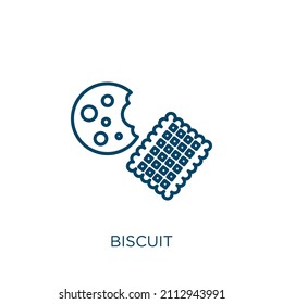biscuit icon. Thin linear biscuit outline icon isolated on white background. Line vector biscuit sign, symbol for web and mobile