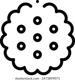 icono de galleta. Diseño De Estilo Lineal Delgado Aislado Sobre Fondo Blanco